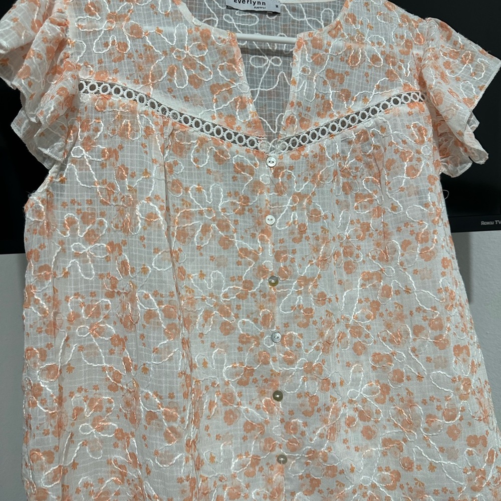 Everly White and Orange Floral Blouse